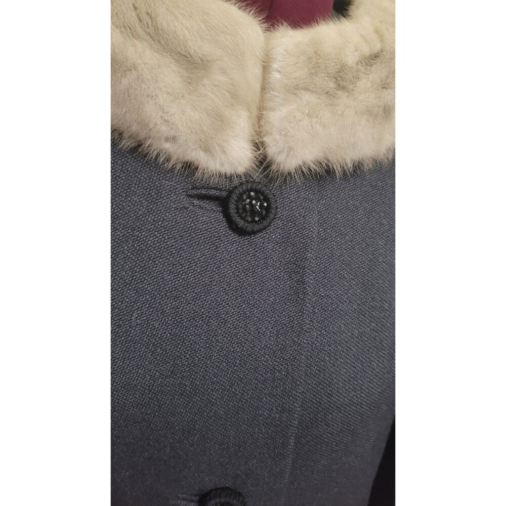 Sycamore Wool Blend Coat Women’s Size 42 Bust Mink Fur Collar Classic Vintage - Picture 3 of 10